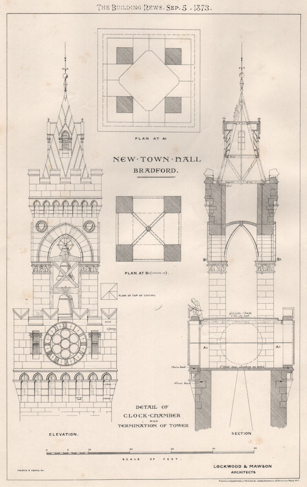 Bradford Town Hall; clock-chamber & tower; Lockwood & Mawson Architects 1873